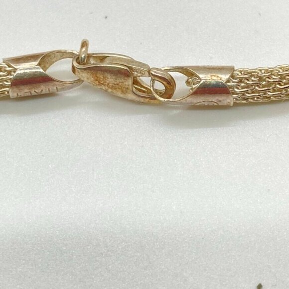 Vintage Set Round Pendant 16" Necklace Pierced Earrings Chain Marked Italy 925 - Picture 8 of 14